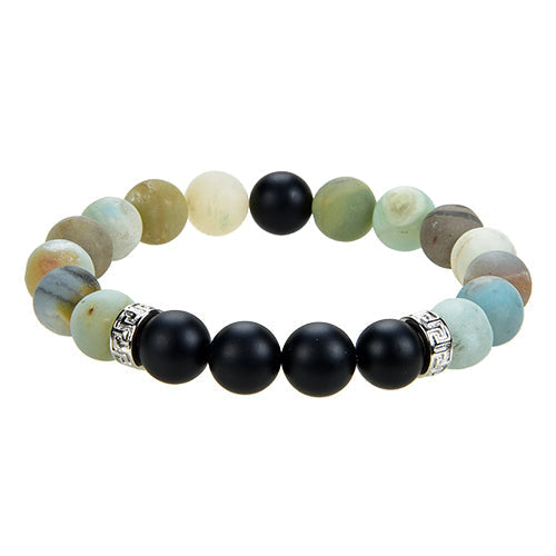 BRACELET HOMME 10MM AMAZONITE+ONYX DÉPOLI