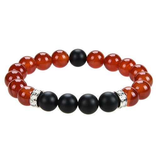 BRACELET HOMME 10MM CORNALINE + ONYX DÉPOLI