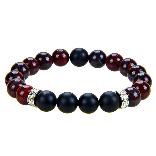 BRACELET HOMME 10MM JASPE BRÉCHIQUE+ONYX DEPOLI