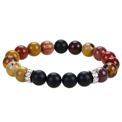 BRACELET HOMME 10MM MOKAÏTE+ONYX DEPOLI