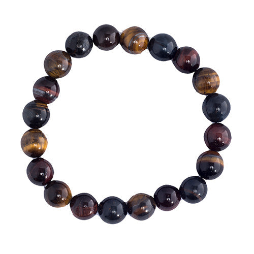 BRACELET HOMME 10MM ŒIL DE TIGRE+ŒIL DE FAUCON+ŒIL DE TAUREAU