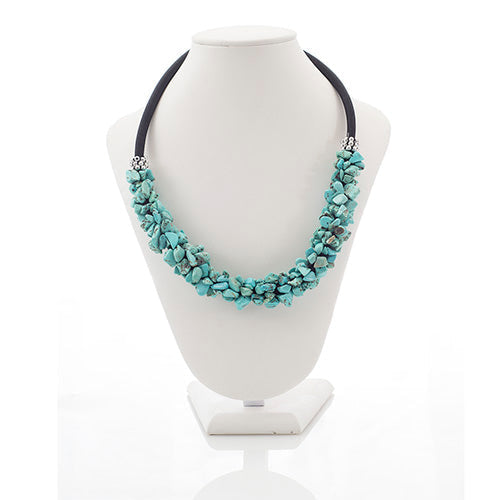 COLLIER CLEOPATRE EN TURQUOISE RECONSTITUÉE SUR CORDON