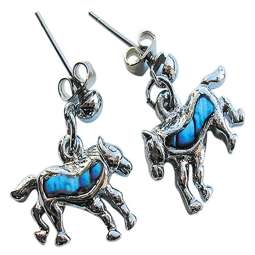 BOUCLES D’OREILLE NACRE BLEUE CHEVAL