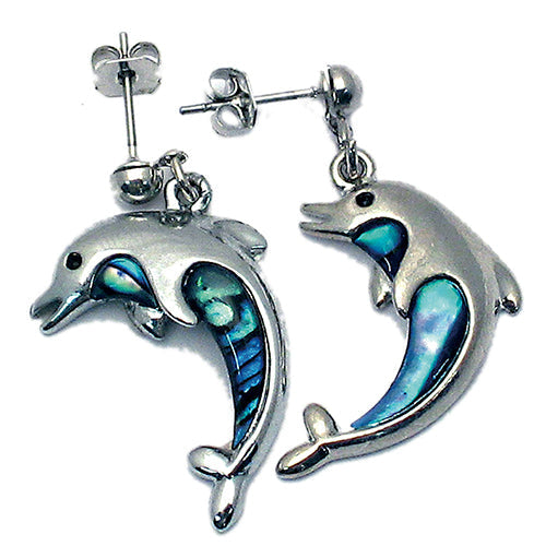 BOUCLES D’OREILLE NACRE BLEUE DAUPHIN