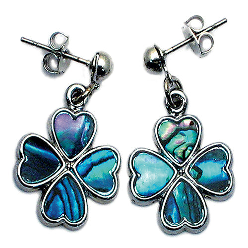 BOUCLES D’OREILLE NACRE BLEUE TRÈFLE