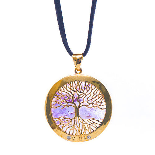 COLLIER ARBRE DE VIE DORÉ AMÉTHYSTE