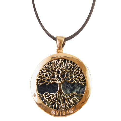 COLLIER ARBRE DE VIE DORÉ JADE NEPHRITE