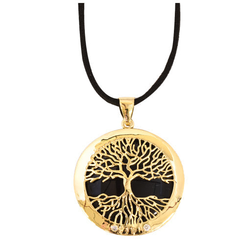 COLLIER ARBRE DE VIE DORÉ ONYX