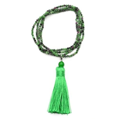 COLLIER MALA FACETTÉ RUBIS ZOÏSITE