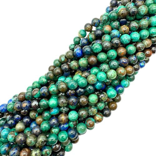 FIL DE PERLES 8MM AZURITE MALACHITE