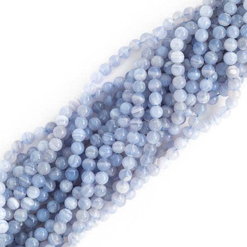 FIL DE PERLES 8MM CALCÉDOINE BLEUE