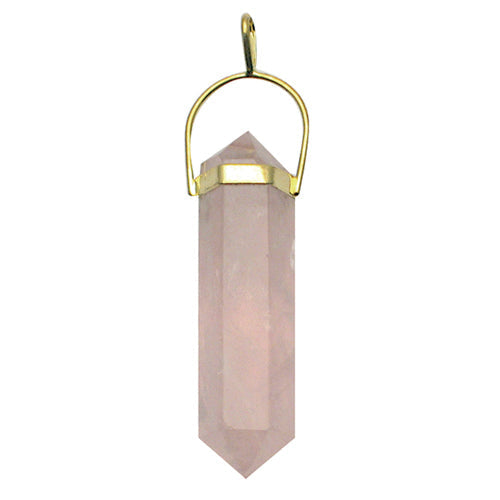 PENDENTIF BI-TERMINÉE QUARTZ ROSE