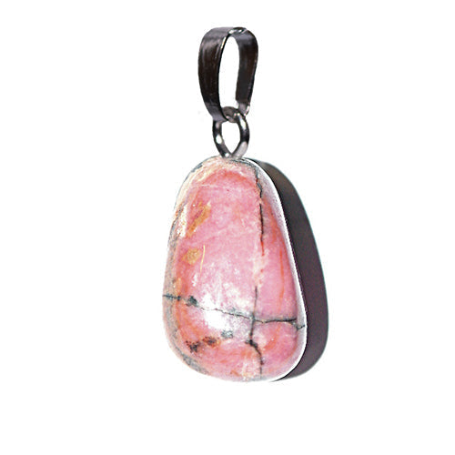 PENDENTIFS PIERRES ROULÉES SUR BÉLIÈRE RHODONITE